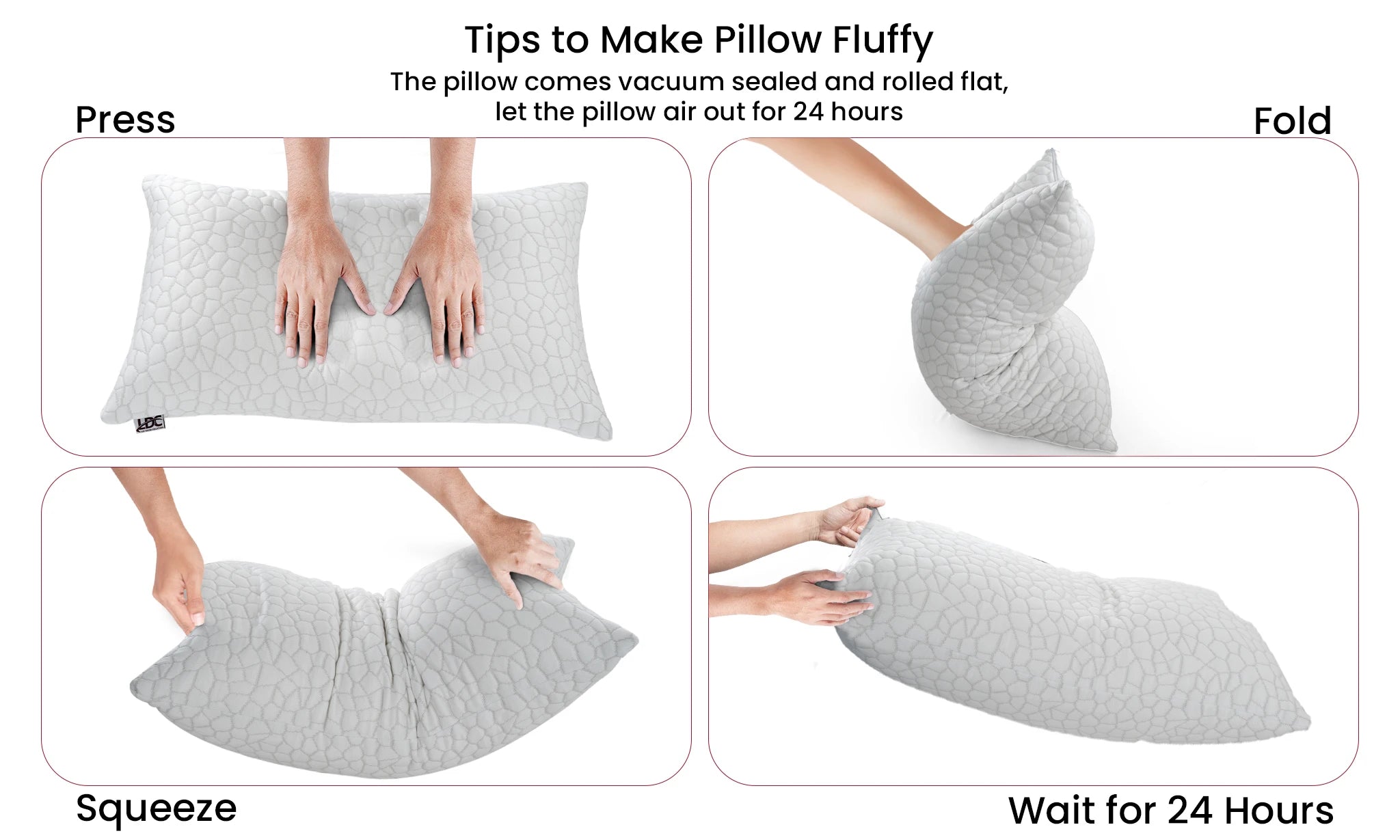 Lux Decor Shredded Memory Foam Pillows 2 Pack with Washable Cover
