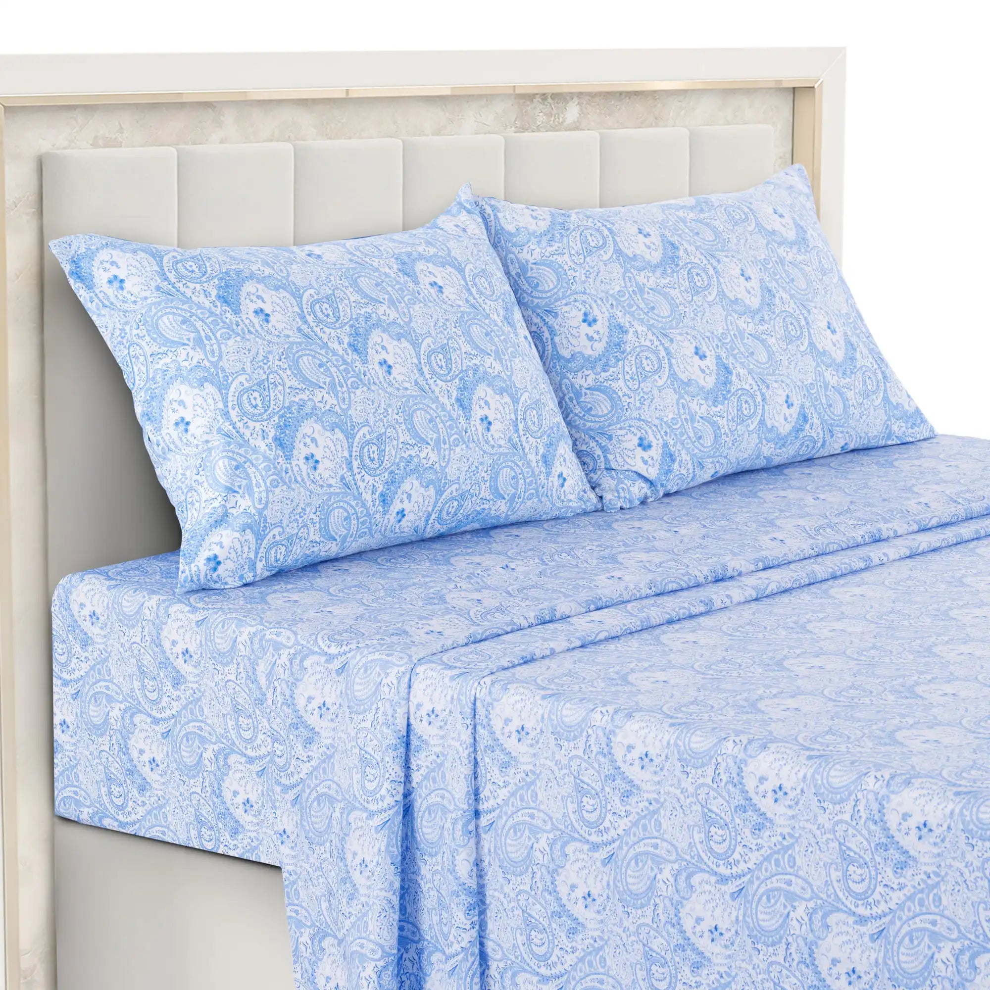 Lux Decor 4-Piece Paisley Bed Sheet Set – Soft Brushed Microfiber Sheets with 16" Deep Pockets