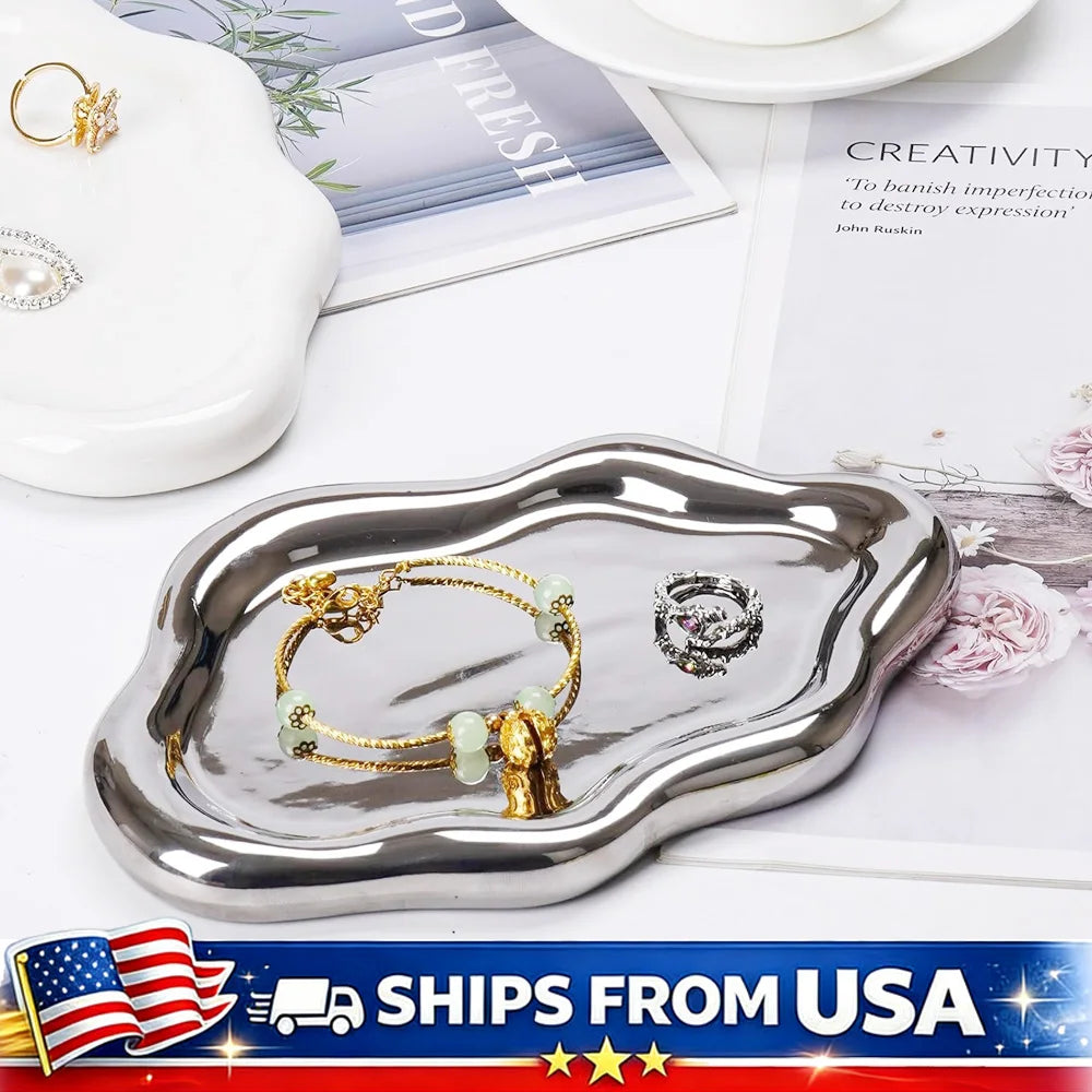Jewelry Tray with Cloud Design Decorative Dish for Rings, Keys and Perfume