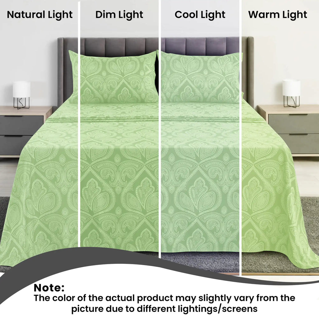 Lux Decor 4-Piece Paisley Bed Sheet Set – Soft Brushed Microfiber Sheets with 16" Deep Pockets