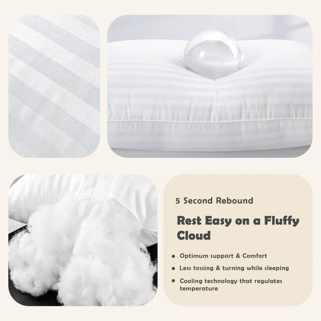 LUX Décor Hotel Stripe Pillows Set of 2 – Down Alternative Bed Pillows