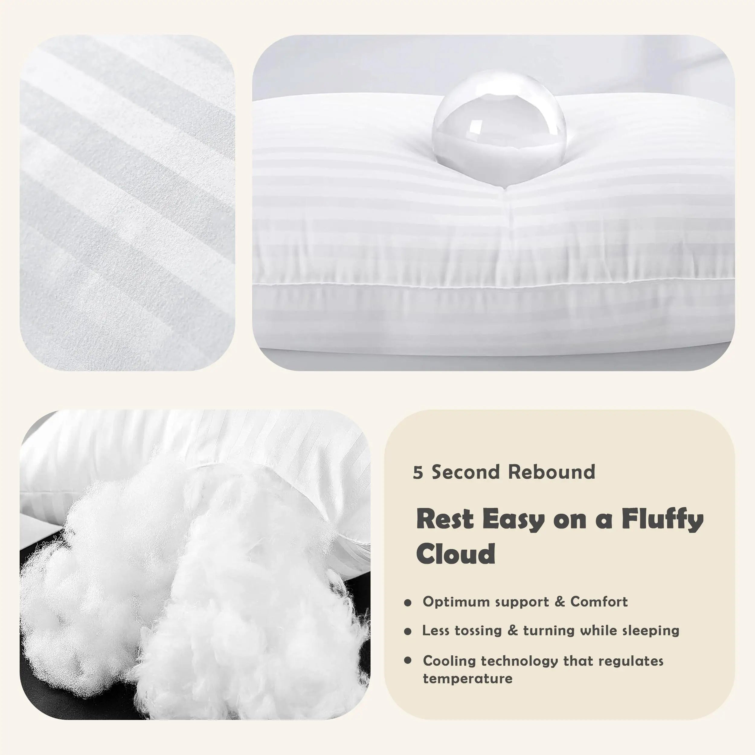 LUX Décor Hotel Stripe Pillows Set of 2 – Down Alternative Bed Pillows
