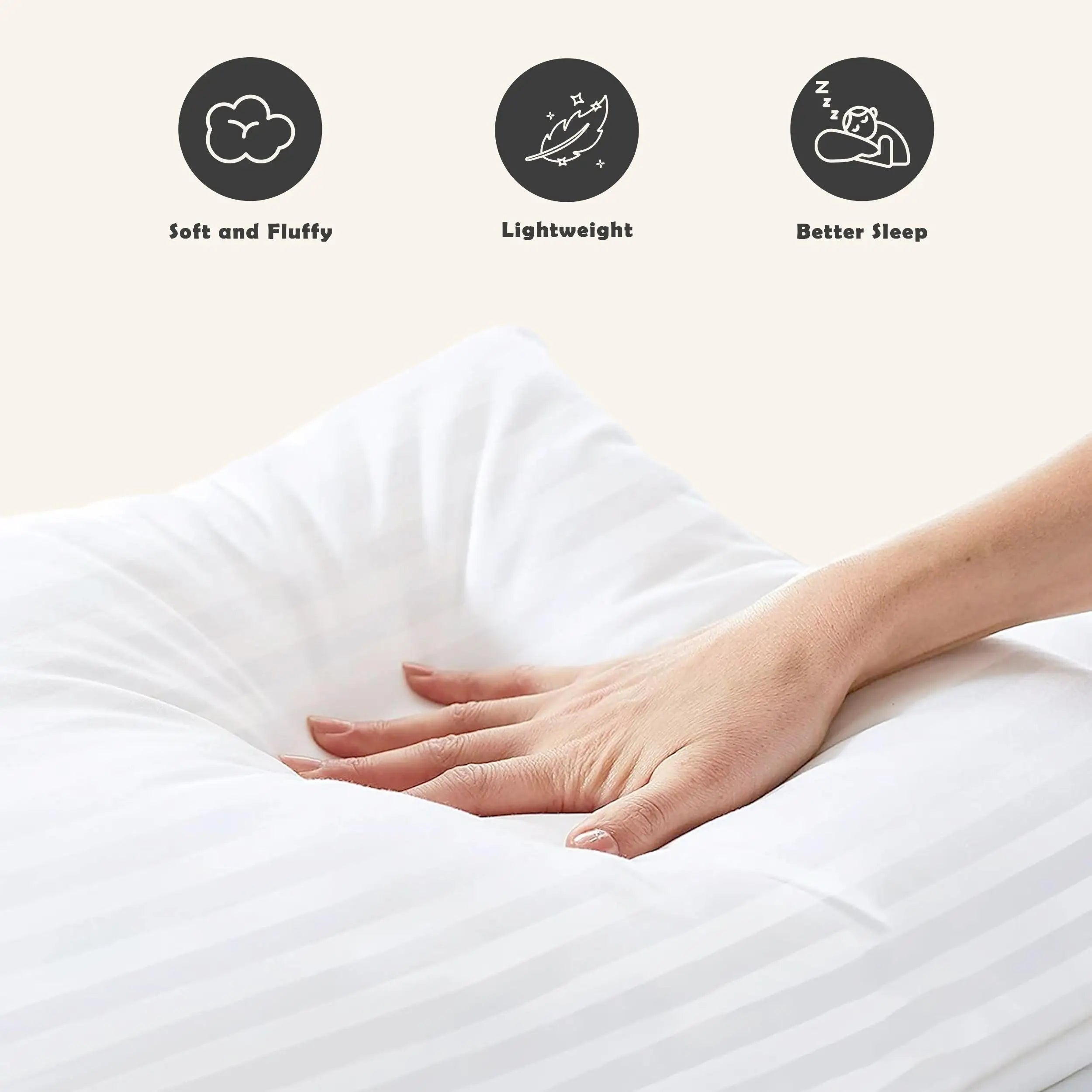 LUX Décor Hotel Stripe Pillows Set of 2 – Down Alternative Bed Pillows