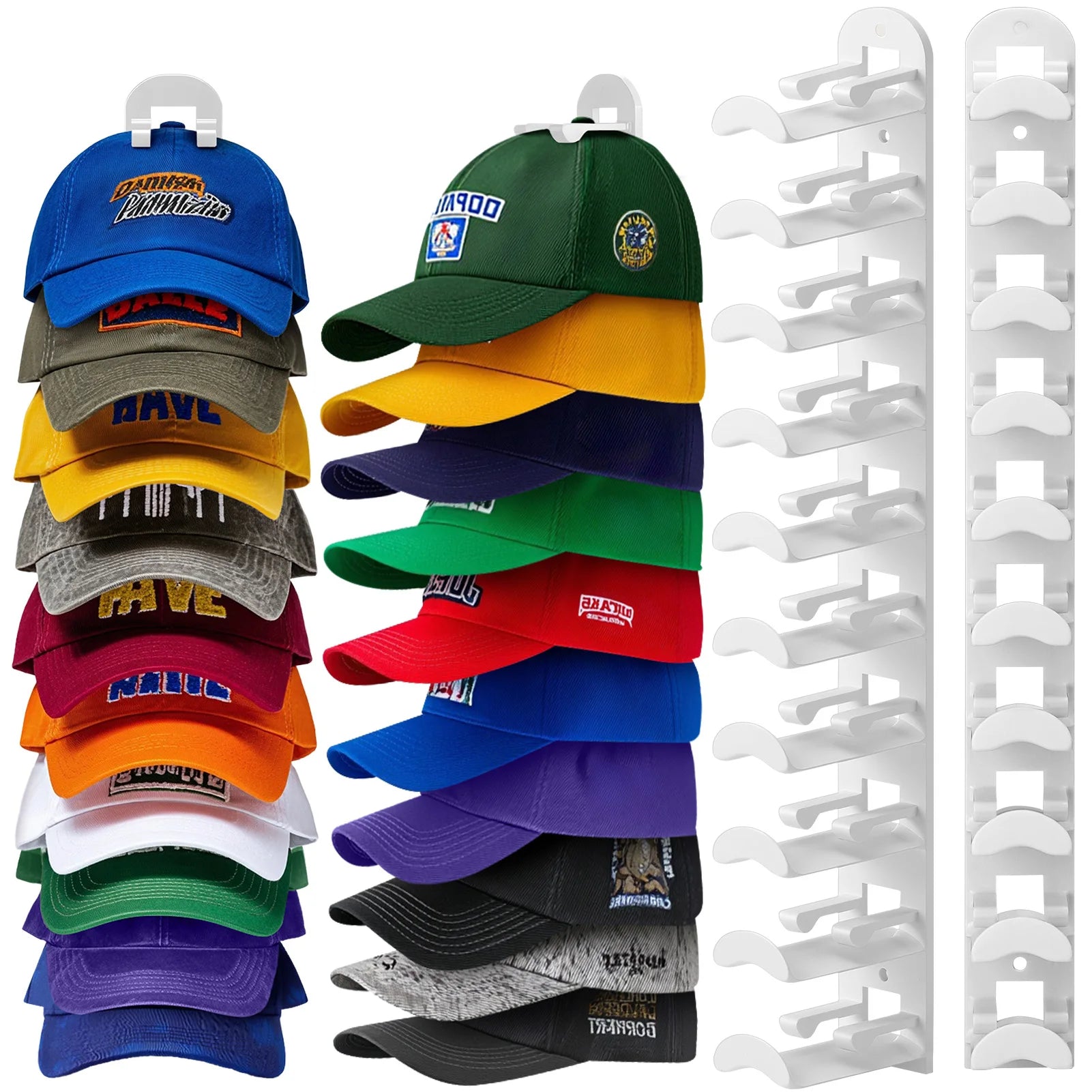 Hat Racks for Baseball Caps, Versatile Adhesive or Wall-Drilled Mounting Hat Rack for Wall