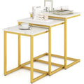 Nesting Coffee Tables Set of 3, Rectangular Nesting Center Table with Faux Marble Top & Metal