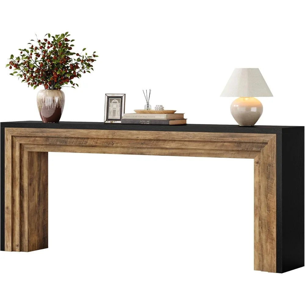 70.9-Inch Long Console Table, Farmhouse Narrow Wooden Sofa Table Behind Sofa