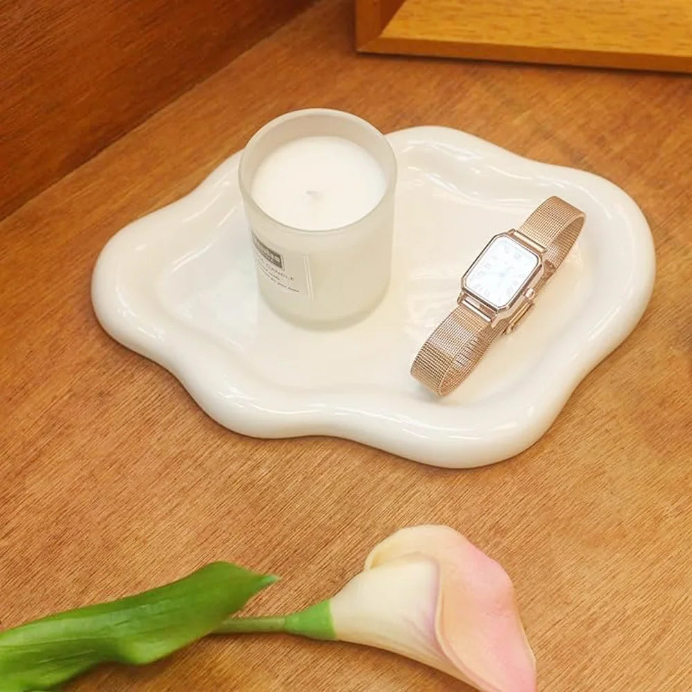 Jewelry Tray with Cloud Design Decorative Dish for Rings, Keys and Perfume