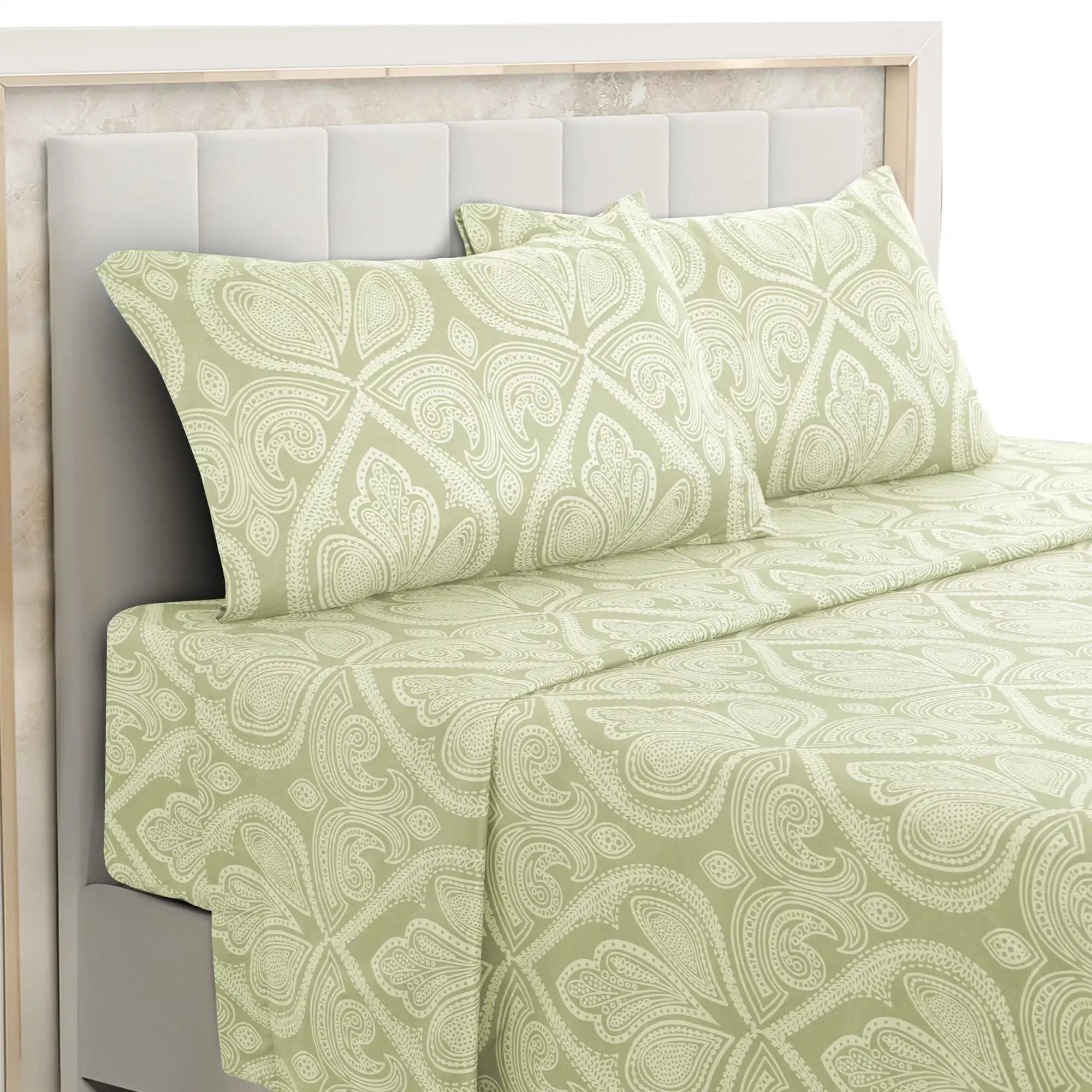 Lux Decor 4-Piece Paisley Bed Sheet Set – Soft Brushed Microfiber Sheets with 16" Deep Pockets