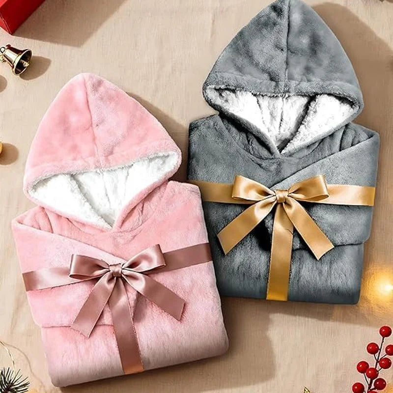 Wearable Blanket Hoodie for Adults Oversized Fleece
