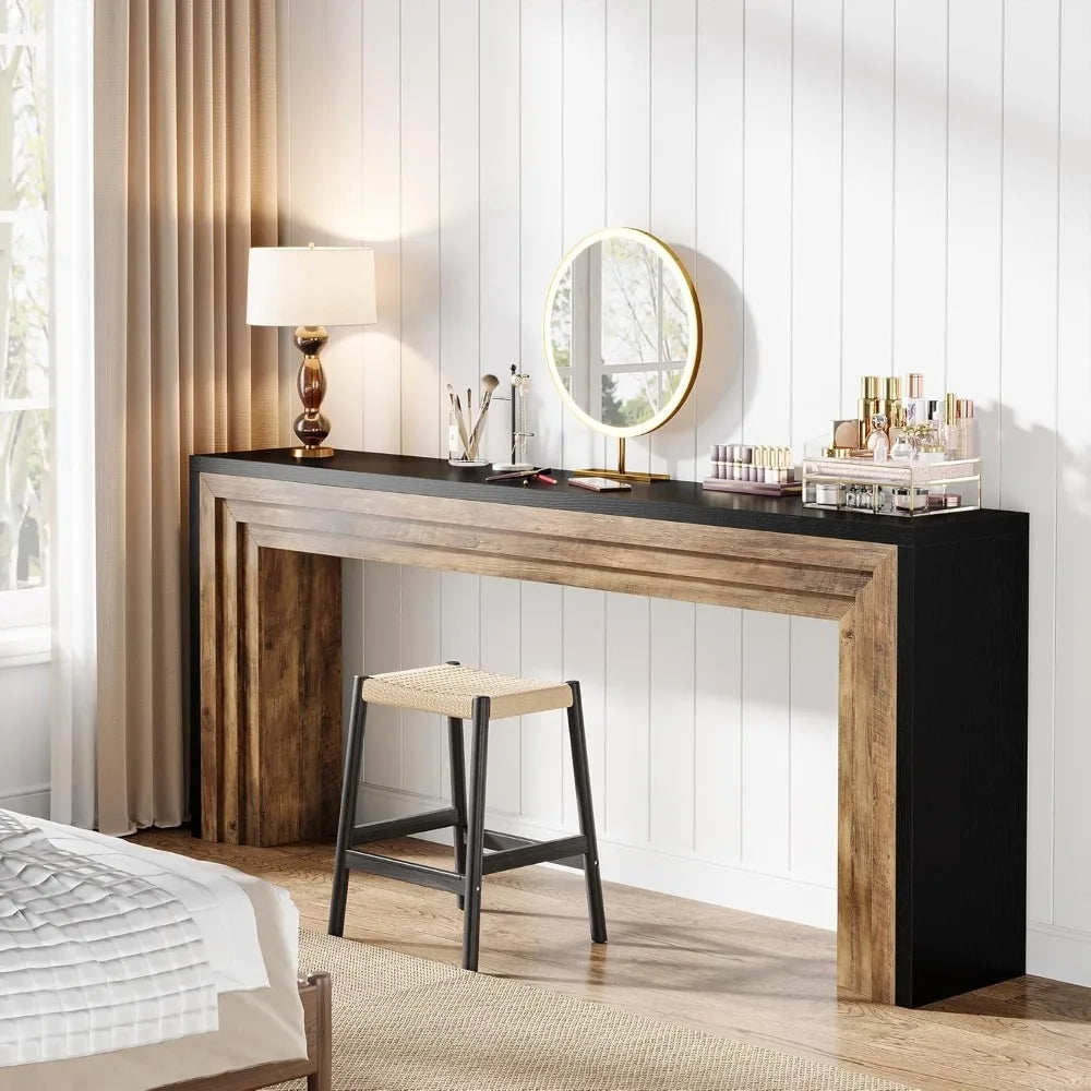70.9-Inch Long Console Table, Farmhouse Narrow Wooden Sofa Table Behind Sofa