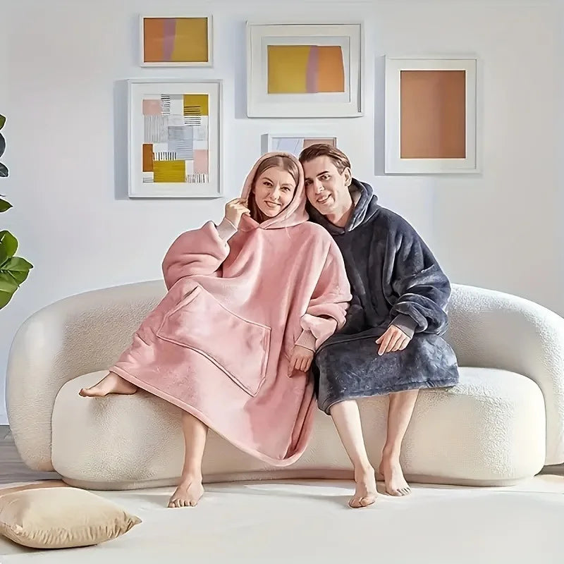 Wearable Blanket Hoodie for Adults Oversized Fleece