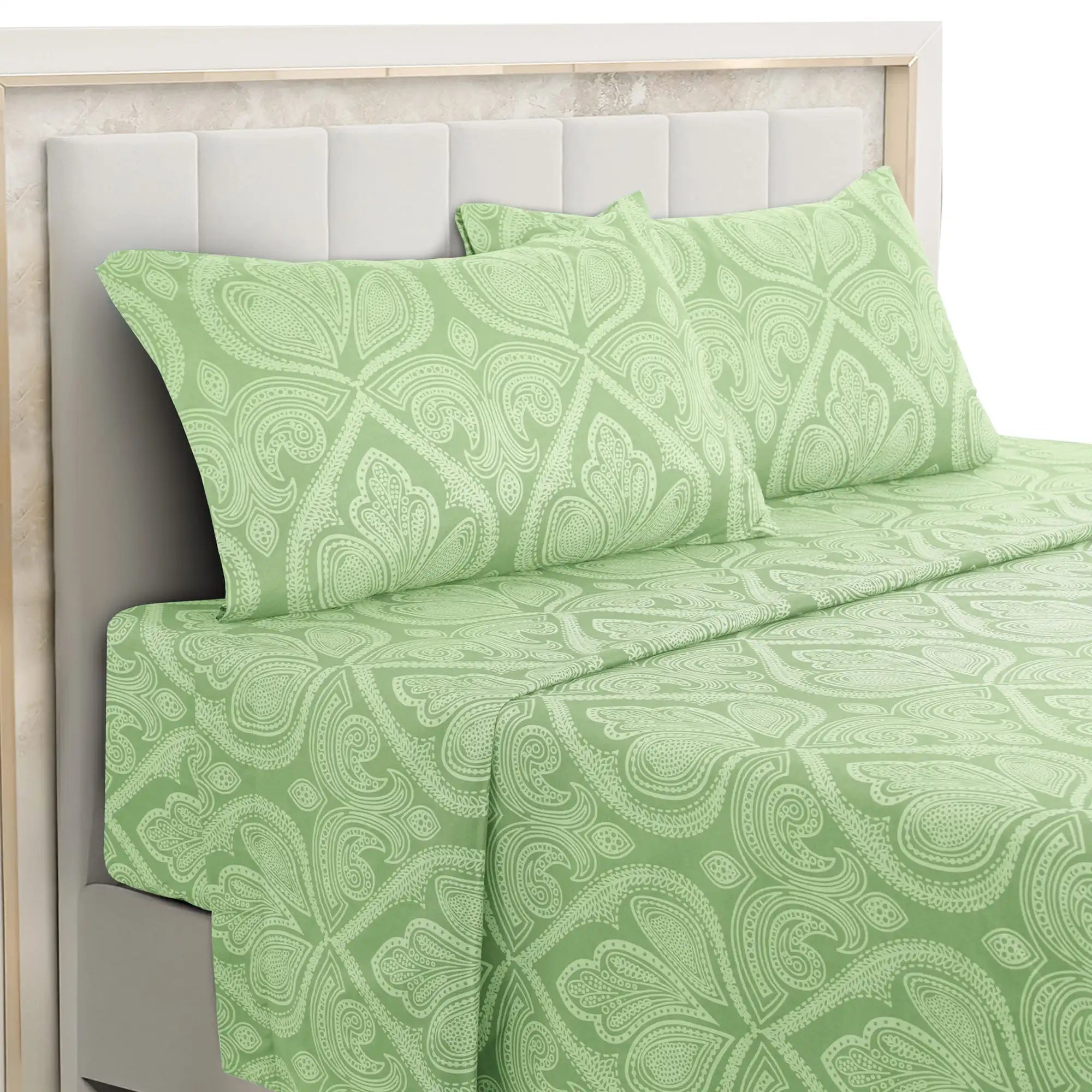 Lux Decor 4-Piece Paisley Bed Sheet Set – Soft Brushed Microfiber Sheets with 16" Deep Pockets