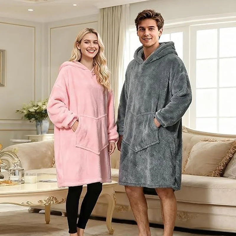 Wearable Blanket Hoodie for Adults Oversized Fleece