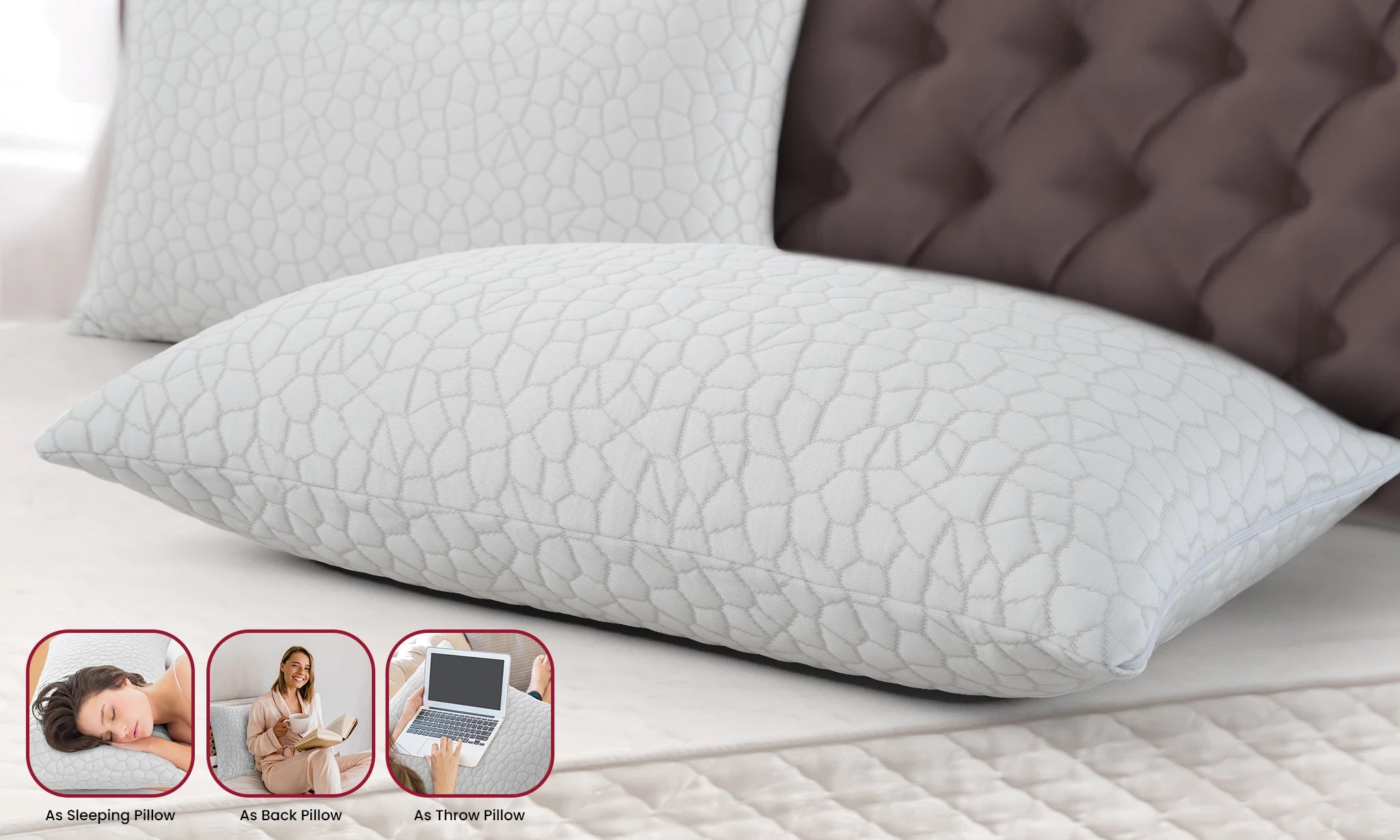 Lux Decor Shredded Memory Foam Pillows 2 Pack with Washable Cover