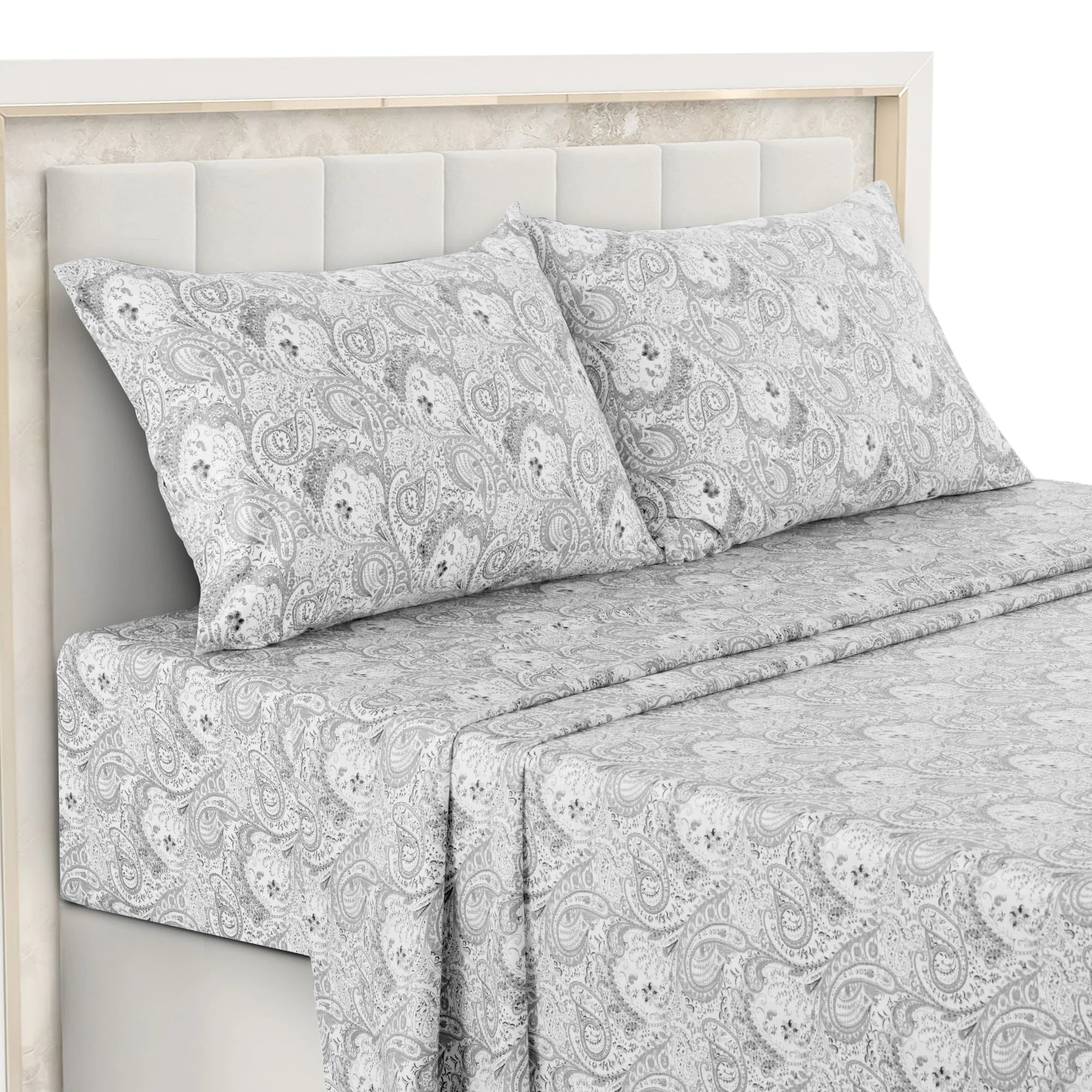 Lux Decor 4-Piece Paisley Bed Sheet Set – Soft Brushed Microfiber Sheets with 16" Deep Pockets