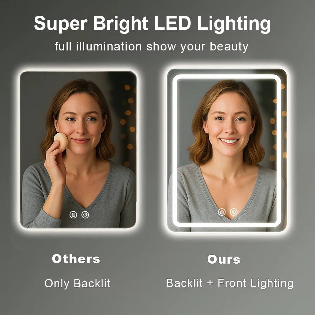 LED Bathroom Mirror Vanity-Mirrors with Backlit Lights Fogless Makeup Mirror