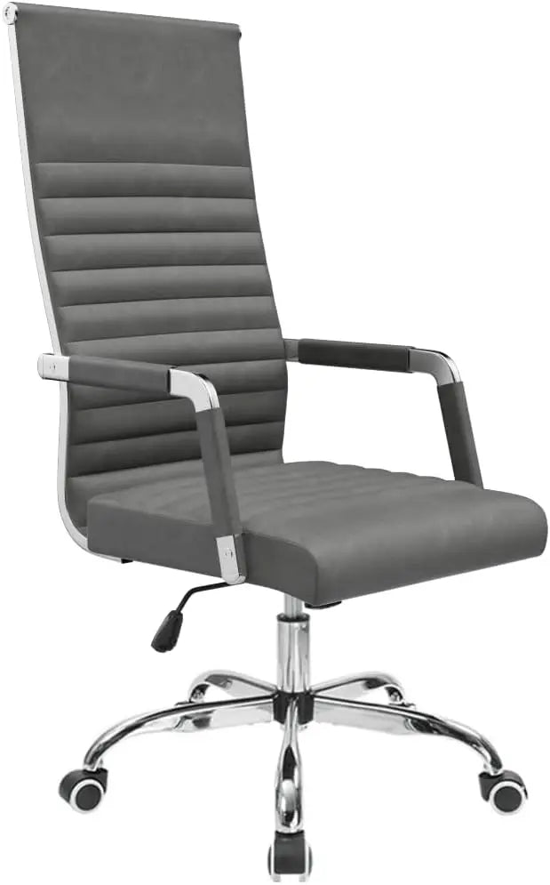 Ribbed Office Chair High Back PU Leather Executive Conference Chair