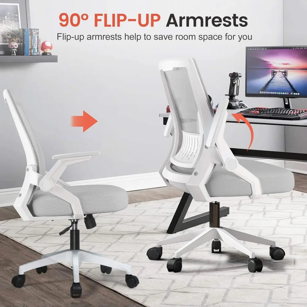 GTRACING Ergonomic Office Chair Flip-up Armrests Executive Computer Chair for Home Office Breathable Mesh Comfy Lumbar Support
