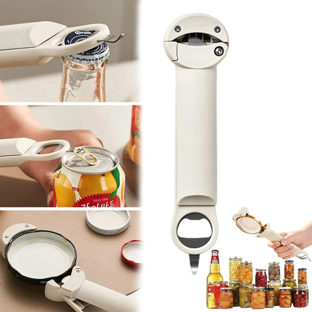 Retractable Bottle Opener - Adjustable Multifunctional Can Opener Jar Lid Gripper
