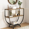 3-Tier Industrial Console Table with Storage, 30" Height Entryway Sofa Table