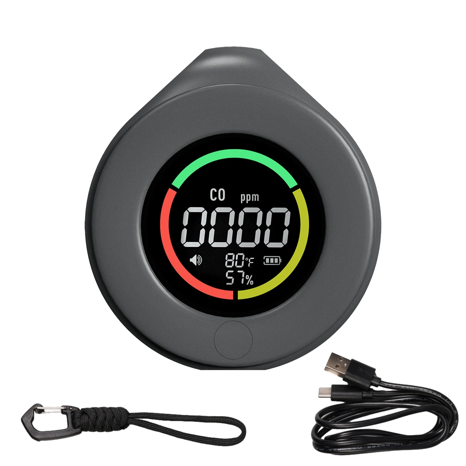 Mini Carbon Monoxide Detector Travel 3-in-1 Portable Temp/Humi/ 120 Hour Standby Chargeable
