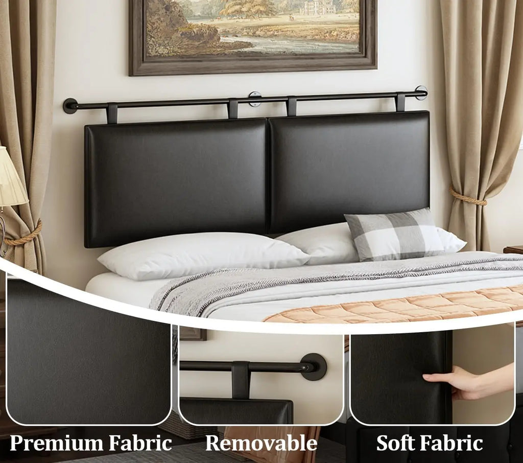 Queen Headboard Only, Wall Mounted Hanging Upholstered Bed Head Board Sturdy and Durable Solid Wood Bed headboard, Fabric Headbo