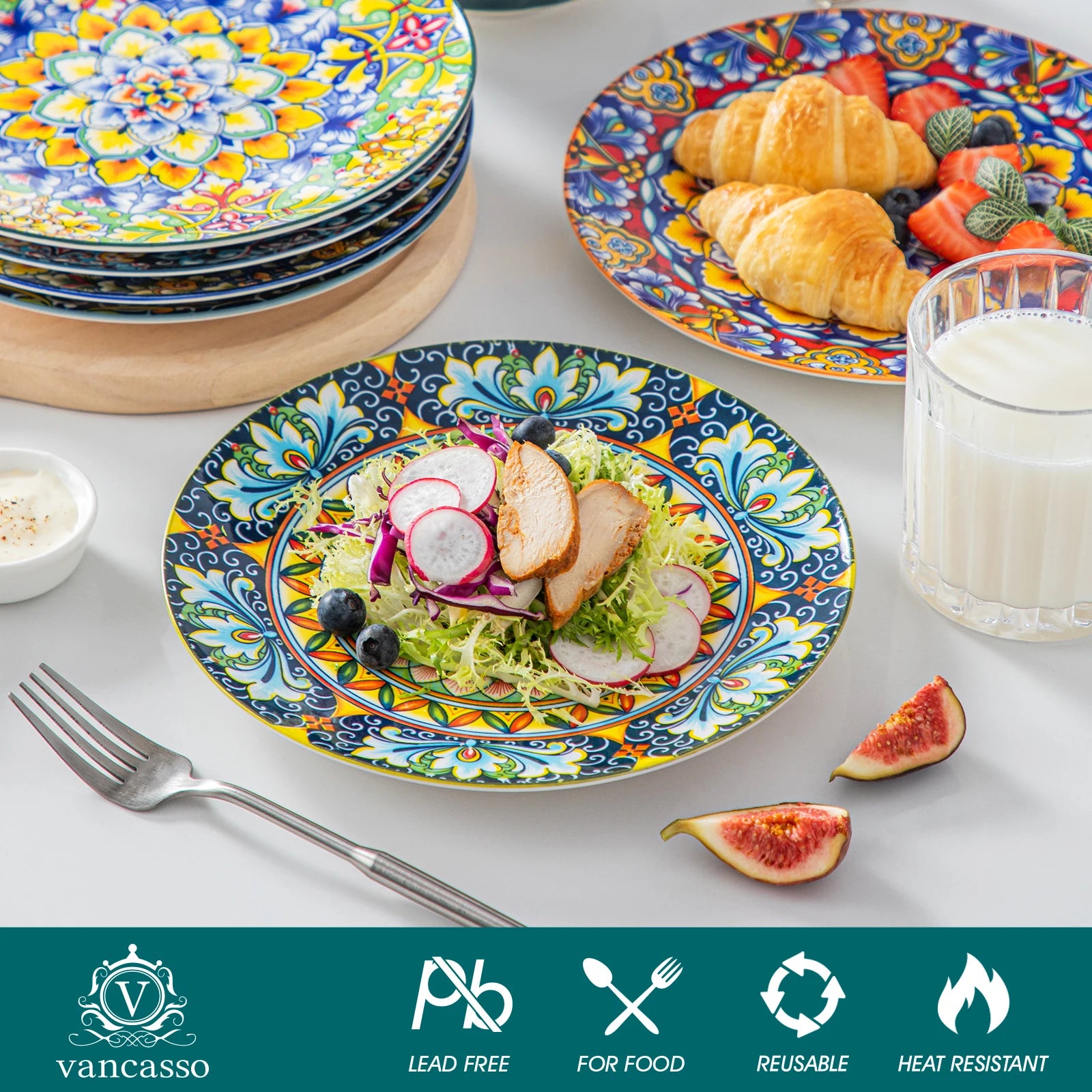 Piece Porcelain Dinner Plates Crockery Breakfast,  Set Scratch Resistant