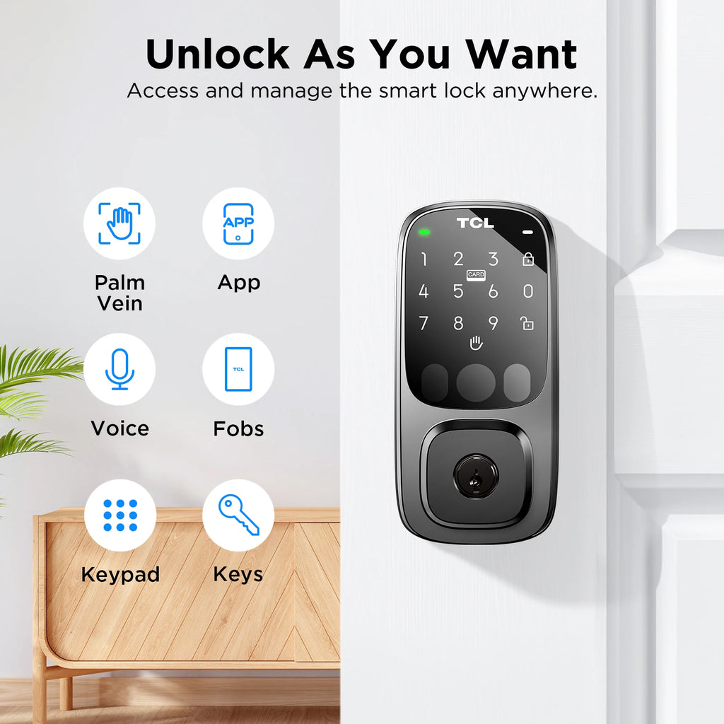 TCL Smart Lock D1 Pro Palm Vein Lock Keyless Entry Door Lock Upgraded