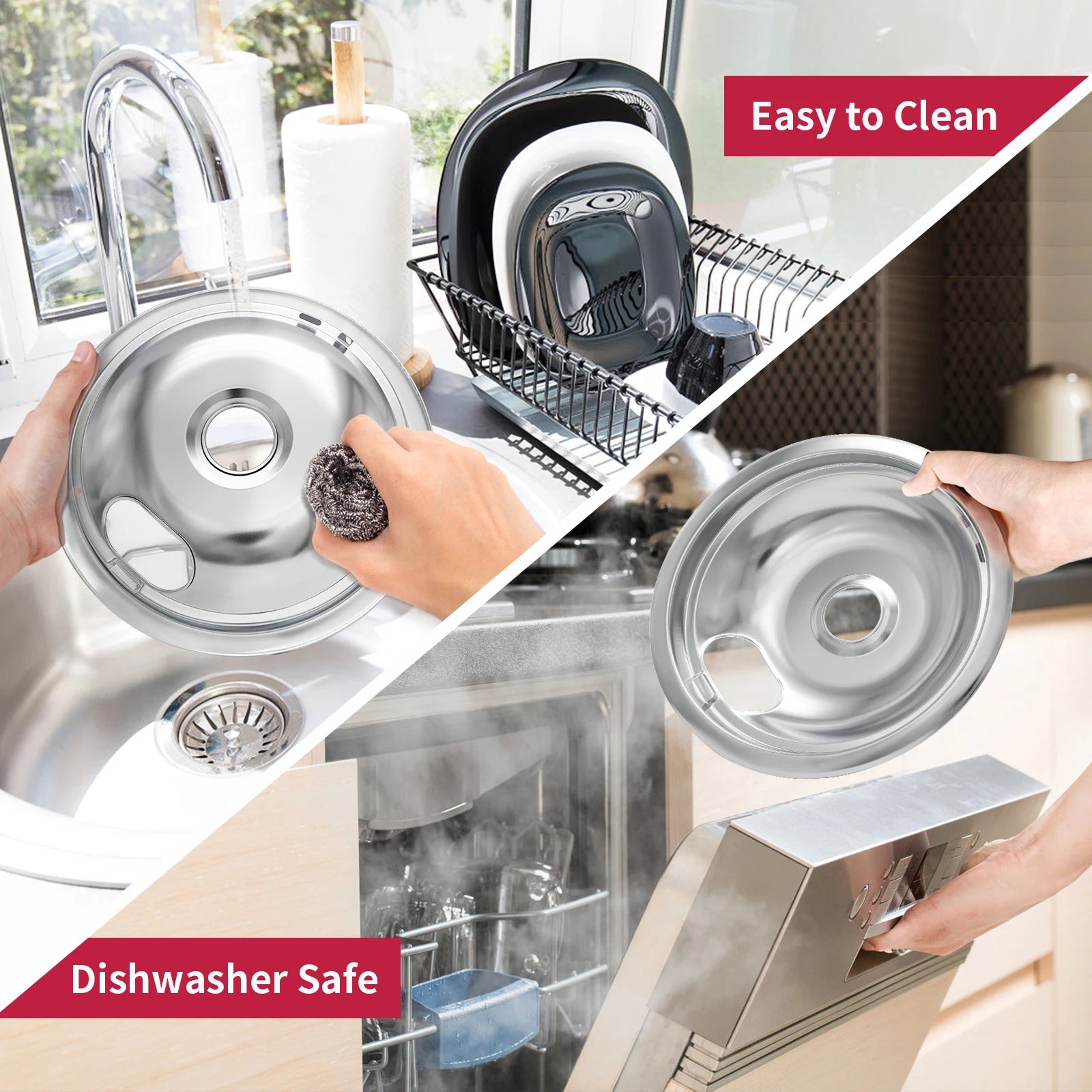 Stove Burner Drip Pans for Electric Stove Top-Compatible with Whirlpool Electric Range
