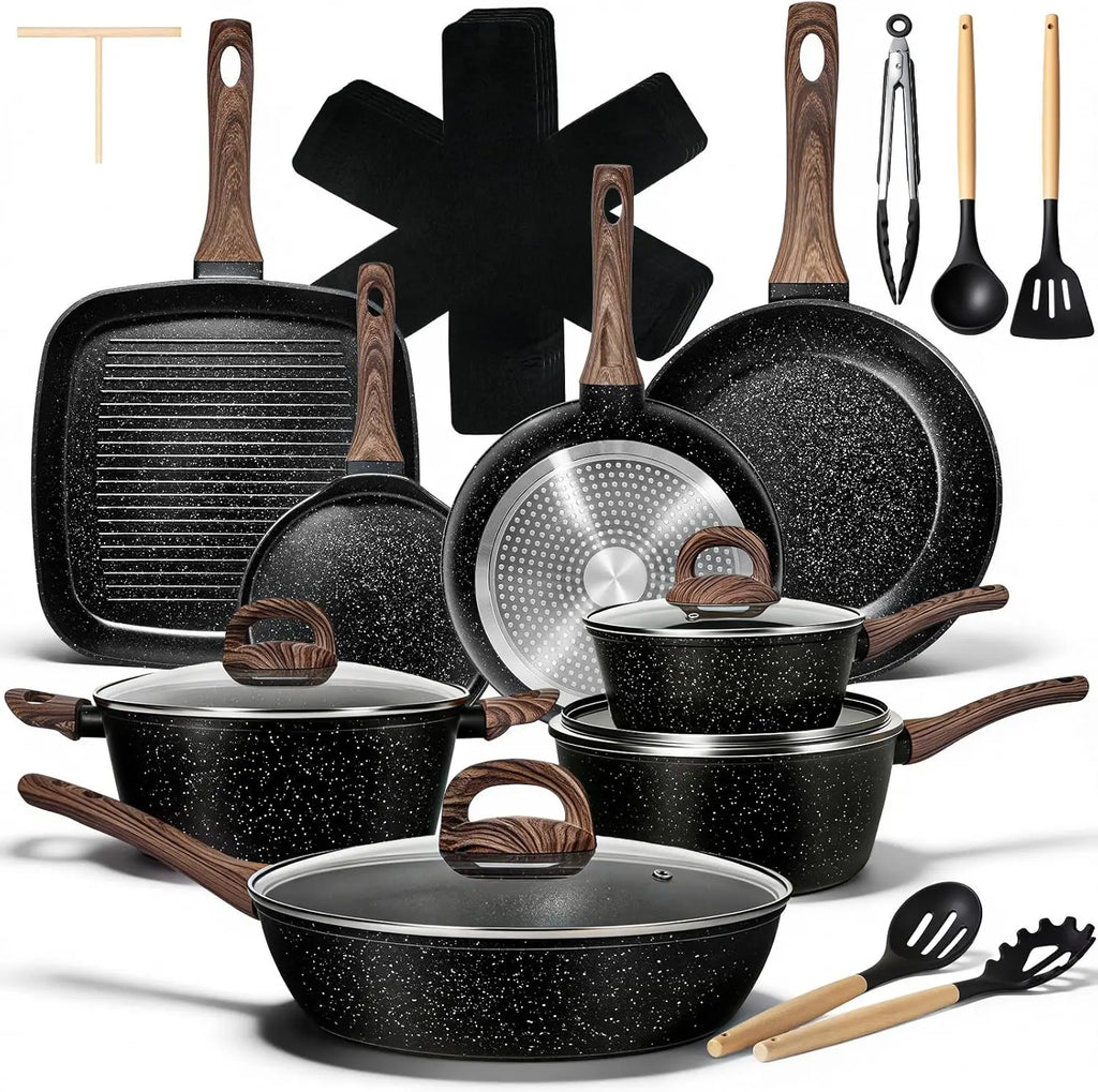25-Piece Nonstick Ceramic Cookware Set, Healthy & Induction Compatible,