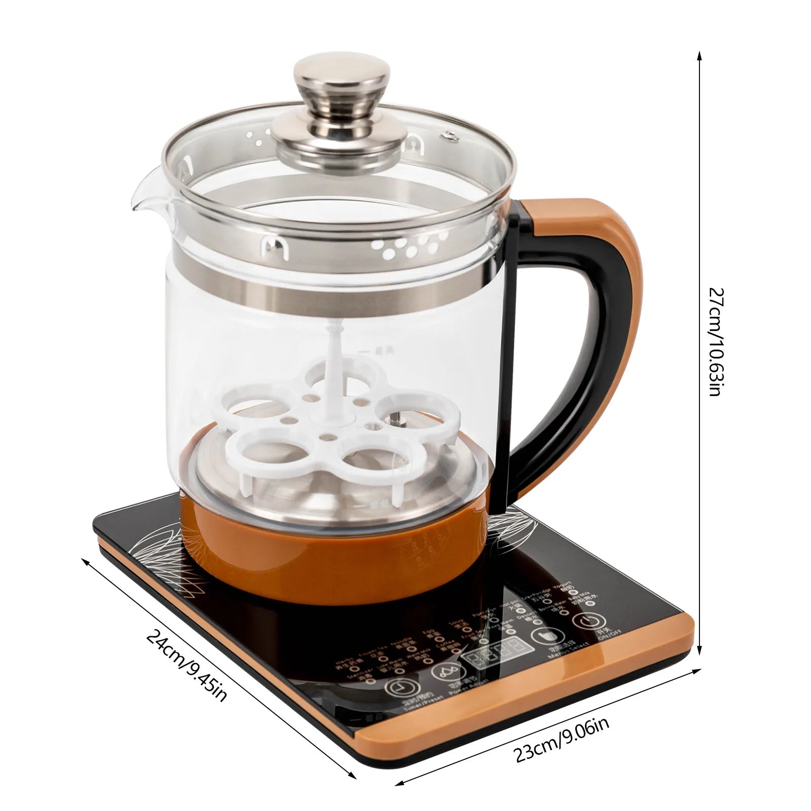 1.8L Electric Glass Tea Kettle - Multifunction Hot Water Boiler with Keep Warm & 6 Temp Settings
