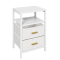 US Side Table Bedside End Table Particle Board Modern Nightstand with 2 Fabric Drawers for Bedroom Living Room White Nightstand