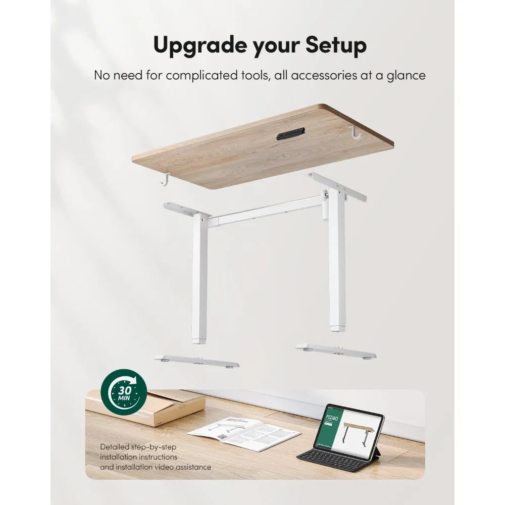 Electric Adjustable Height Standing Desk, 48x24 for Home Office, Computer Desk with 4 Memory Settings