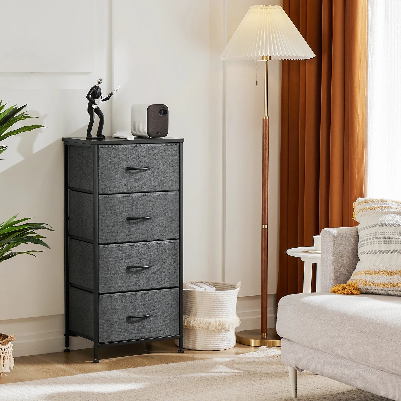 Dresser For Bedroom With 4 Fabric Drawers