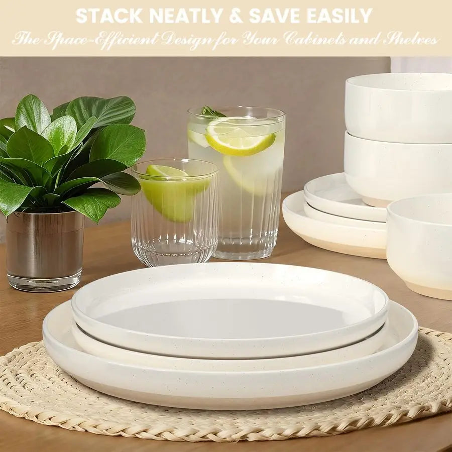 and Bowls Sets, Dinnerware Sets for 4, 12 Pieces Scratch Resistant Dishware Dishes Set, Ceramic Kitchen Dinner Set, Porcelain am