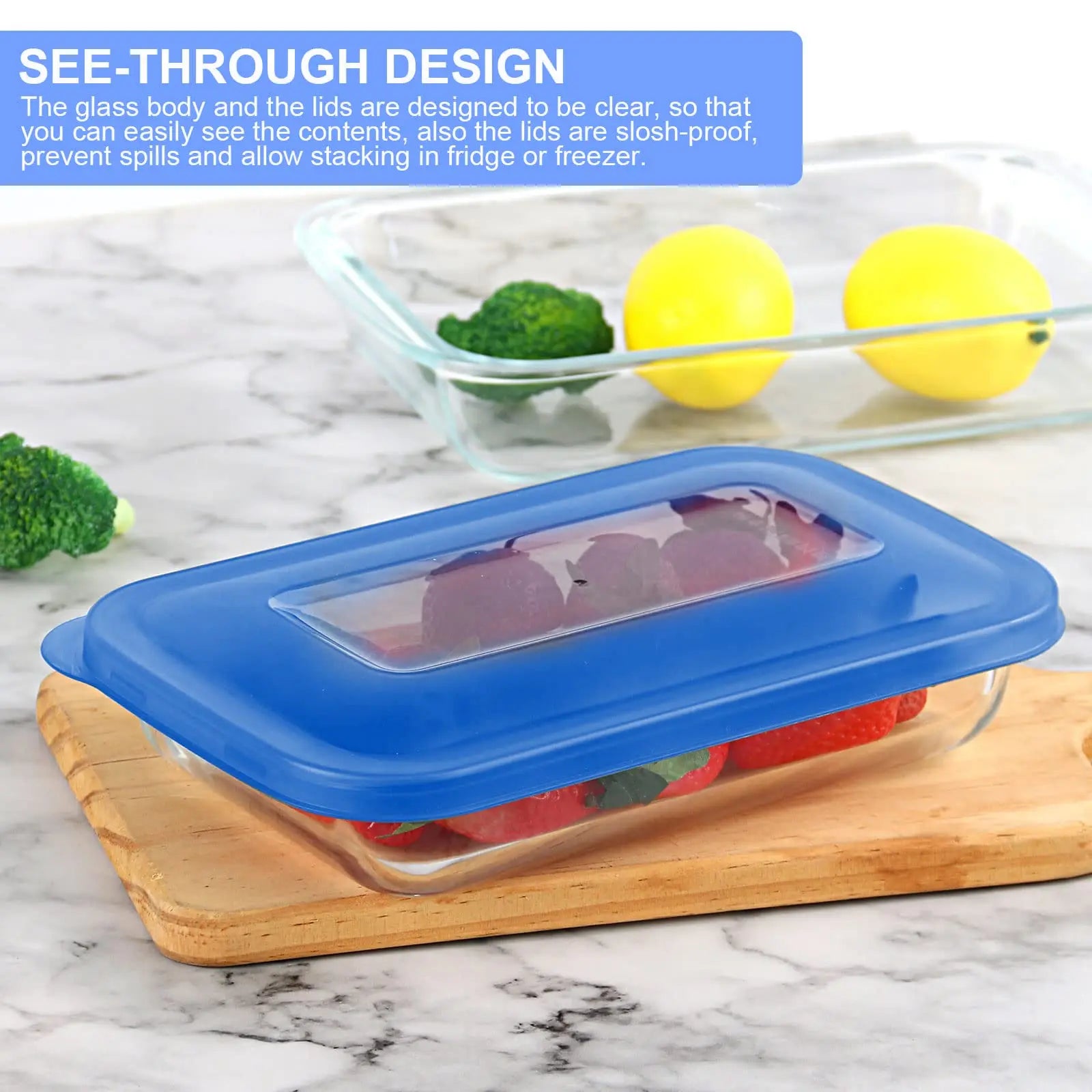 8-Piece Glass Baking Dish Set with Lids, Rectangular Pans for Lasagna