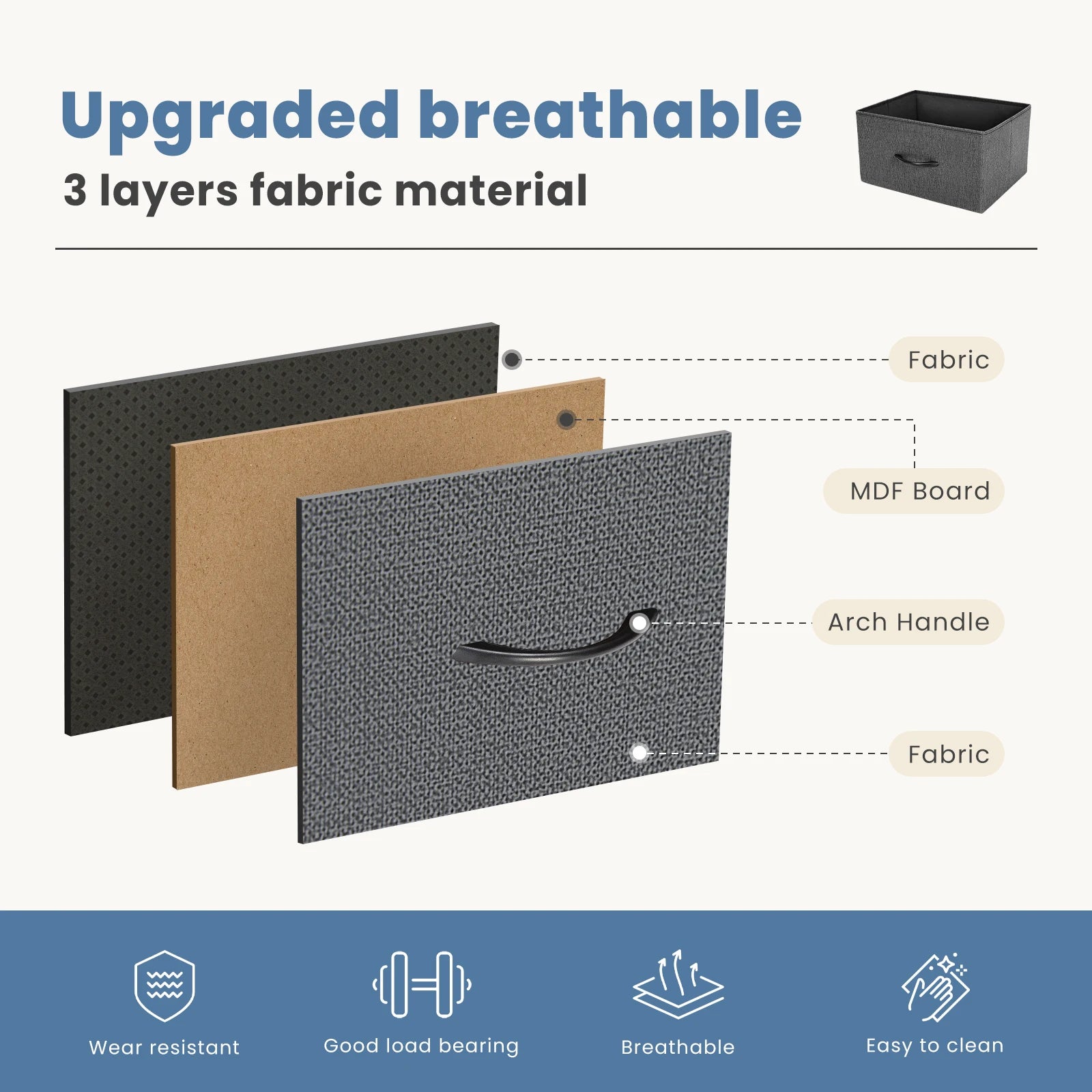 Dresser For Bedroom With 4 Fabric Drawers