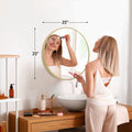 Large Gold Round Vanity Framed Mirror for Wall Matte Metal Framed 30 Inch