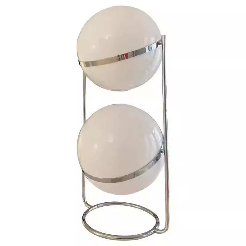 Chrome Metal Floor Lamp White Yellow Acrylic Ball Standing Lamp Living Room