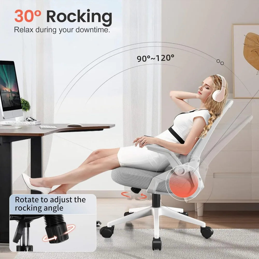 GTRACING Ergonomic Office Chair Flip-up Armrests Executive Computer Chair for Home Office Breathable Mesh Comfy Lumbar Support