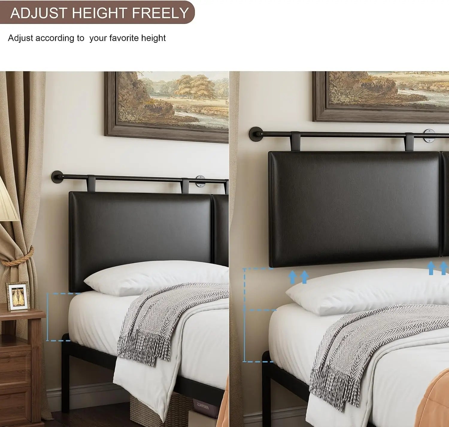 Queen Headboard Only, Wall Mounted Hanging Upholstered Bed Head Board Sturdy and Durable Solid Wood Bed headboard, Fabric Headbo