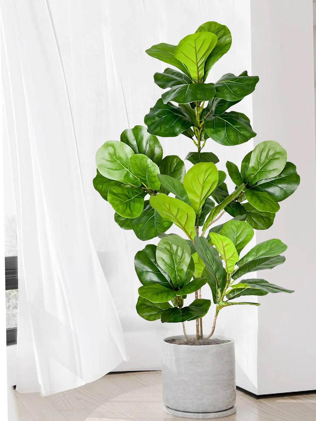 Large Artificial Ficus Tree Fake Rubber Plants Branch Plastic Fiddle Leaves
