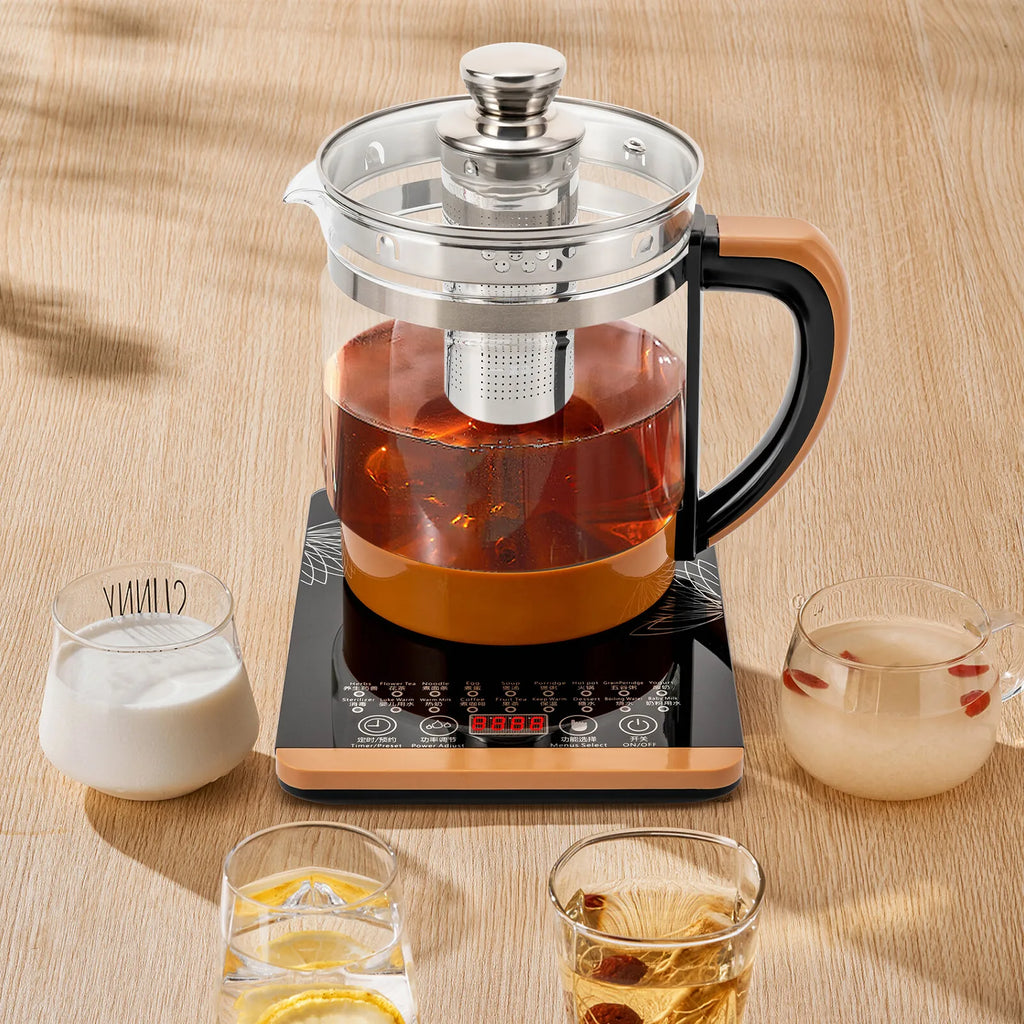 1.8L Electric Glass Tea Kettle - Multifunction Hot Water Boiler with Keep Warm & 6 Temp Settings