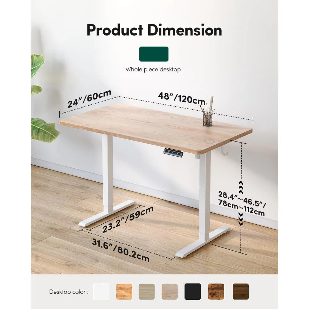 Electric Adjustable Height Standing Desk, 48x24 for Home Office, Computer Desk with 4 Memory Settings