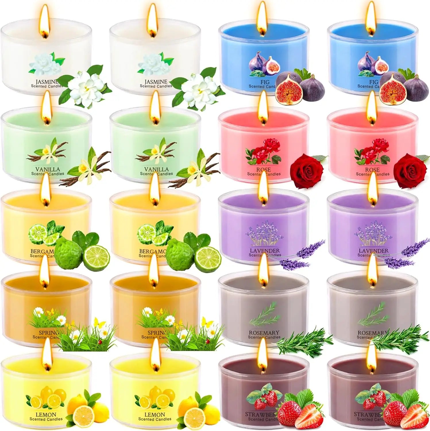 20 Pack Aromatherapy Scented Soy Candles 10 Scents 1.6oz Long-Lasting