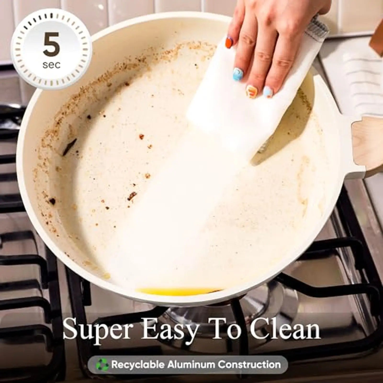 21Pcs Induction Cookware Set Nonstick White Granite Pots and Pans w Frying Pans Saucepans