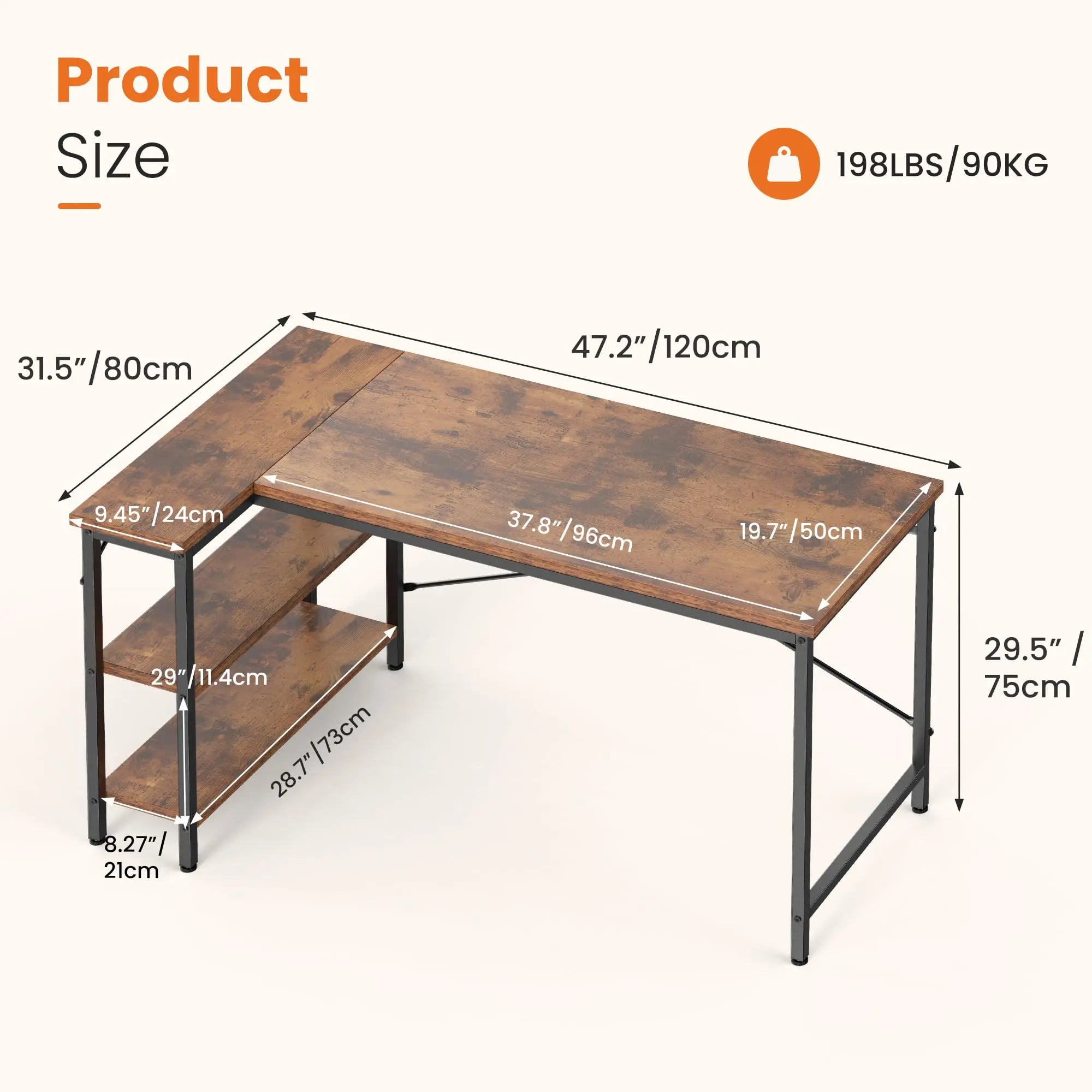 L Shaped Desk 47 Inch Computer Desk Gaming Furniture Corner Desks Home Office