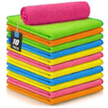 10-Pack Microfiber Cleaning Cloths, Highly Absorbent & Lint-Free for Kitchen Car Glass, Reusable & Machine Washable, Streak-Free