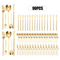 90Pcs Gold Stainless Steel Silverware - Heavy Duty Cutlery, 420 Stainless Steel