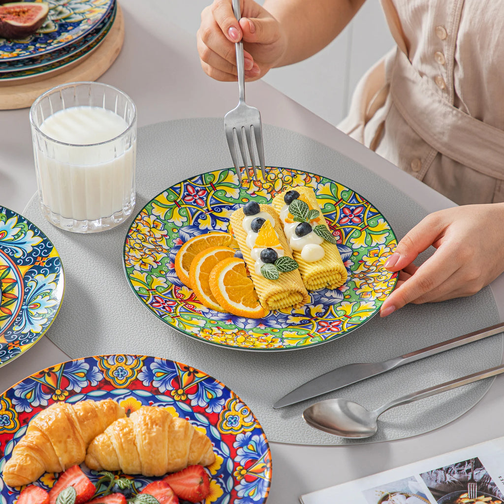 Piece Porcelain Dinner Plates Crockery Breakfast,  Set Scratch Resistant